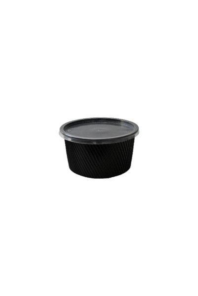 OSV Μαύρο πλαστικό μπολ 500 ml με διάφανο καπάκι 50 τεμάχια/σετ