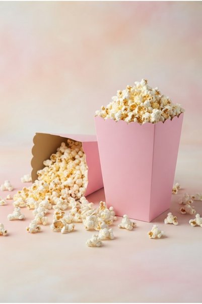CREAPACK Şeker Pembe Popcorn Kutusu, 5 Adet Patlamış Mısır Parti Kutusu