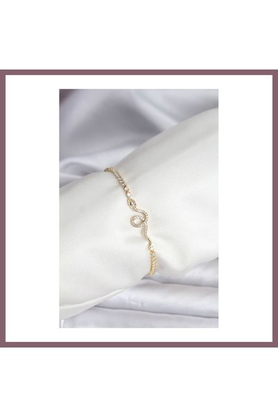 Generic Brand Snake Model Zircon Stone Gold Color Brass Waterway Women's Brac...