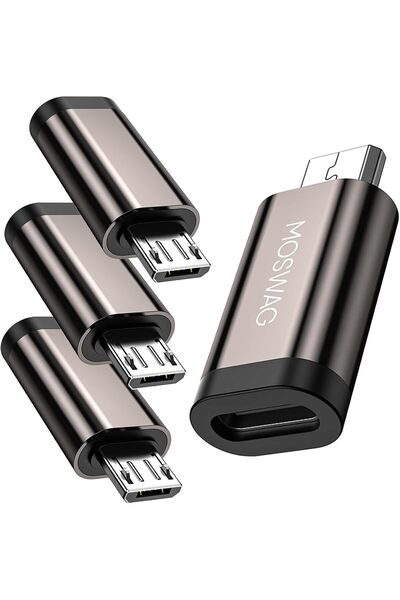 Generic محول مايكرو (4 قطع) - محول USB-C أنثى إلى مايكرو ذكر، موصل مايكرو إلى...