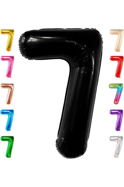 Generic بالون رقم 7 عملاق أسود من كاتش أون، مقاس 40 بوصة - زينة أعياد الميلاد...