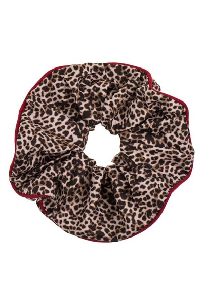 ANTBRO Elastic de Păr Textil cu Model Leopard Maro și Margine Roșie pentru Fe...