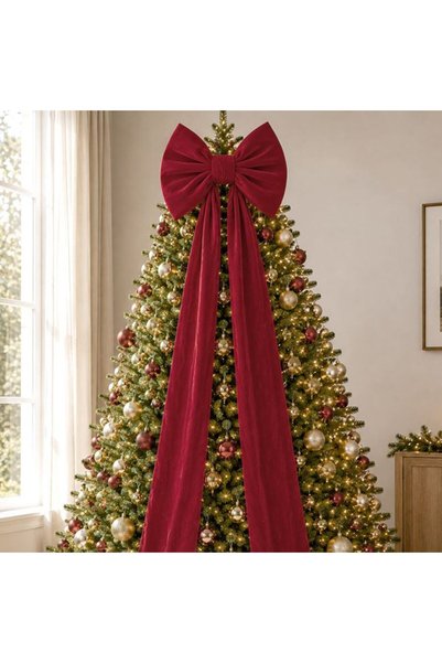 ANTBRO Fundă de Crăciun Roșie Catifelată 40x120cm, Decorațiune Elegantă pentr...