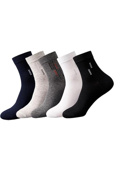 Generic 5 Pairs Men's 100% Cotton Crew Socks: Mid-Calf, Dress Socks, Moisture...