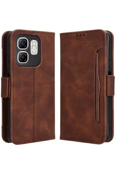 XGSM Husă tip carte pentru Infinix Hot 50i 4G, cu slot pentru card, Maro