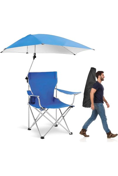 Generic Portable Camping Chair with Umbrella, Outdoor Folding Beach Chair(كرس...
