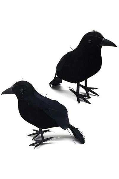 Generic Black Fake Crows Halloween Decorations Feathered Crows Decor Realisti...