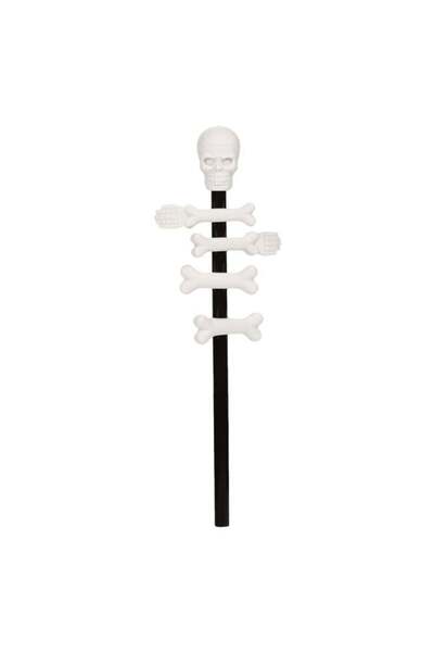 ANTBRO Creion Fancy Negru 19cm cu Topper Radieră Craniu 3cm și Radiere în For...