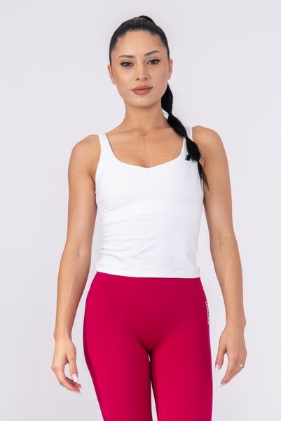 LEGGANCE Fitness de top, Piele catifelată, Alb