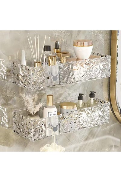 ANYUAN No-Drill Wall Mounted Bathroom Caddy Organizer,Clear Plastic Shower Ca...