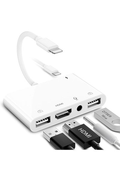 TERRIFI محول لايتنينج الى HDMI 5 في 1 لايفون/ايباد، محول ايه في رقمي مع او تي...