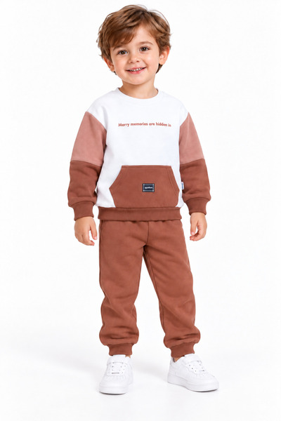 Bıcır Kıds 26510-26 Set de trening pentru băieți, cu imprimeu în blocuri de c...