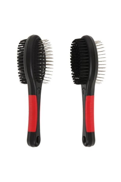 ANTBRO Perie pentru Câini Ovală cu Două Fețe Neagră cu Mâner Roșu 22cm, ANTBRO®