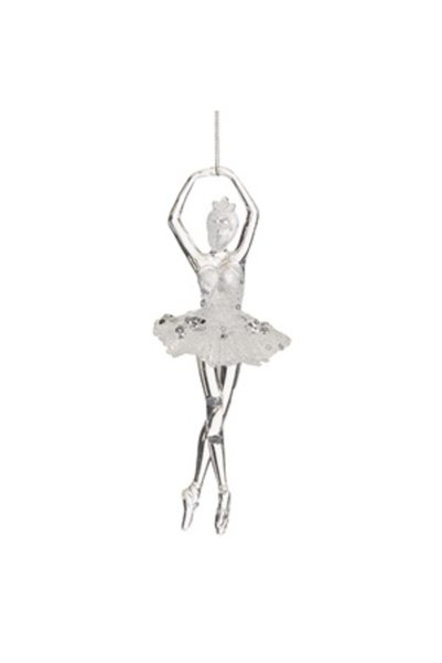 ANTBRO Ornament Brad Balerină Transparentă cu Fustă Argintie cu Glitter și Pa...