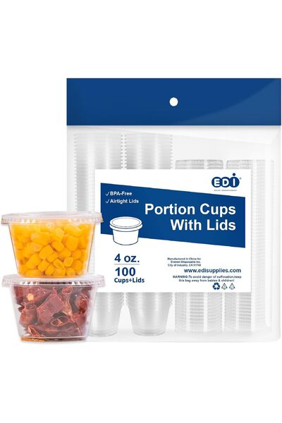 Generic [4 OZ, 100 Sets] Clear Disposable Plastic Portion Cups with Leakproof...