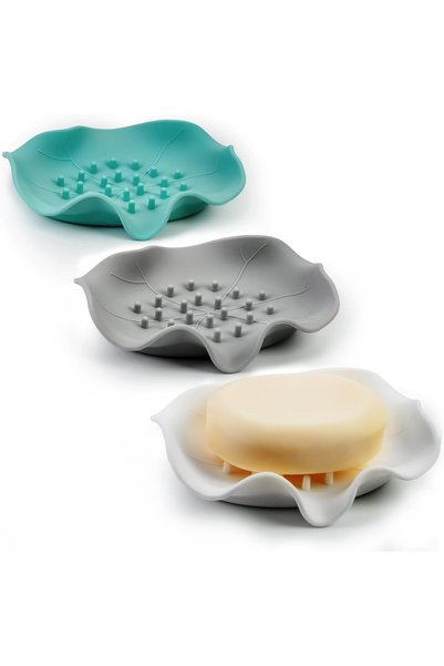 Generic 3 Pcs Soap Dishes, Self Draining Silicone Bar Soap Sponge Holder, Lot...