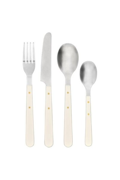 IKEA DOFTSKÖLD 6 kişilik çatal bıçak takımı, kırık beyaz, 24 parça