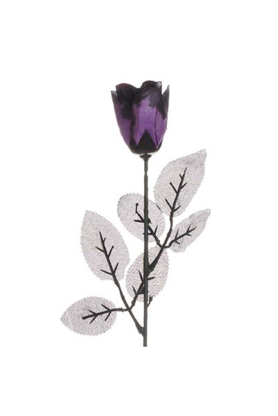 ANTBRO Floare Artificială Trandafir Negru-Mov cu Tulpină Lungă 47cm, ANTBRO®