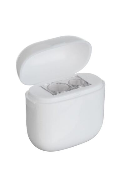 ANTBRO Ascuțitoare Dublă din Plastic Alb Husă de Căști 4.5x4.5x2cm cu Recipie...