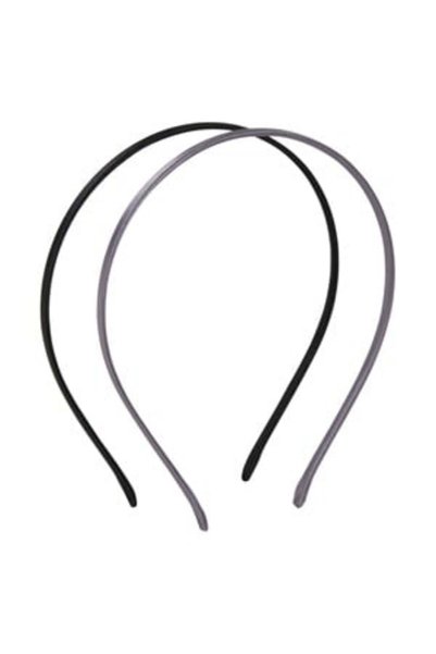 ANTBRO Set 2 Coronițe de Păr Subțiri Satinate Neagră și Gri 0.5cm pentru Feme...