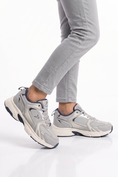Cool Pantofi unisex gri, cu șireturi, cu talpă groasă și confortabilă, pentru...