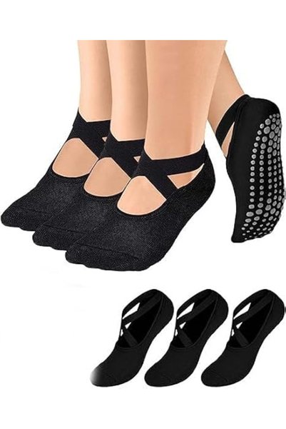 AQUAFALCON Pilates Grip Socks for Women Non Slip Skid Yoga Socks with Grips S...