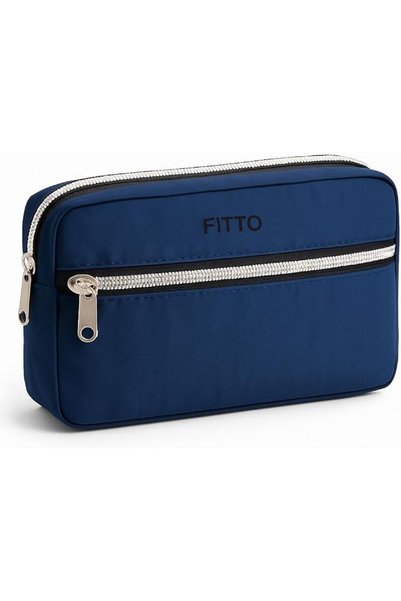fitto حافظة أقلام 20×6.5×11 سم زرقاء - منظم مدمج للمدرسة والمكتب والسفر