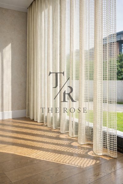 The Rose Ekru Lüx File Tül Perde Ekstrafor Büzgülü Pilesiz Kornişli Onarılabi...