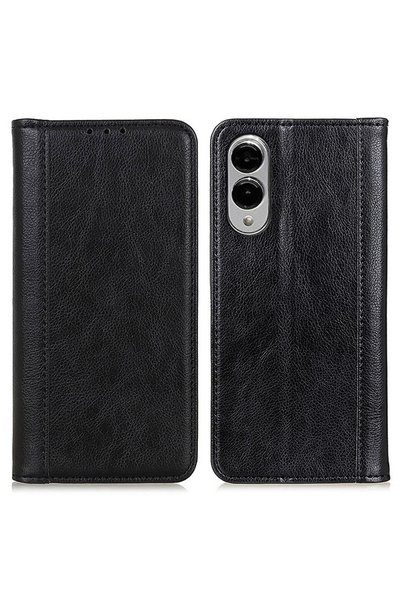 XGSM Husă flip din piele despicată Samsung Galaxy S25 Edge, Negru