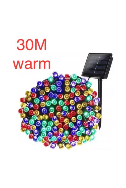 Genos Instalatie solara 30 m, 120 LED, alb cald