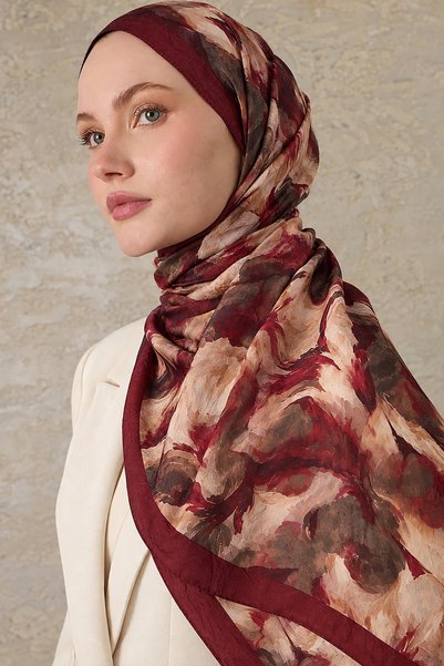 SilkTouch Burgundy Canvas Patterned Shawl