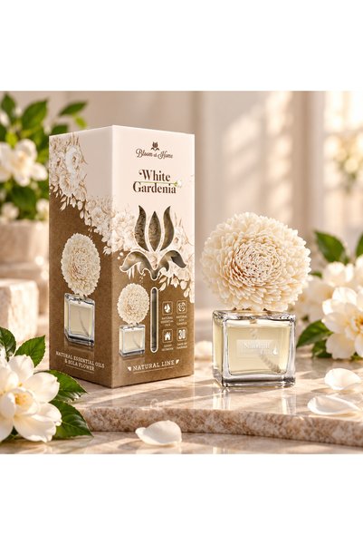 Elix Odorizant de cameră Bloom at Home, difuzor de parfum cu floare decorativă, aromă florală White Gardenia, 100 ml
