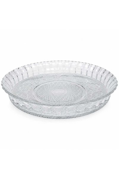 More Platou de sticlă 30x6cm, Model floral din cristal, Transparent,