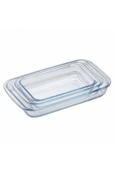 More Rectangular dishes, set of 3, made of heat-resistant glass, Lena, 39.5x2...