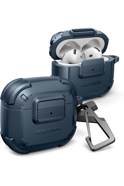 Dexnor حافظة لسماعات AirPods 4 مع قفل مقاوم للسقوط، غطاء حماية متين مقاوم للص...