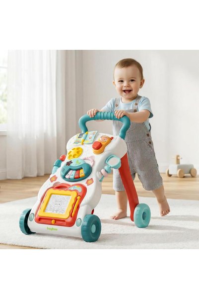 My Baby مشاية أطفال تعليمية مع موسيقى وأضواء ولوحة ألعاب قابلة للفصل ازرق