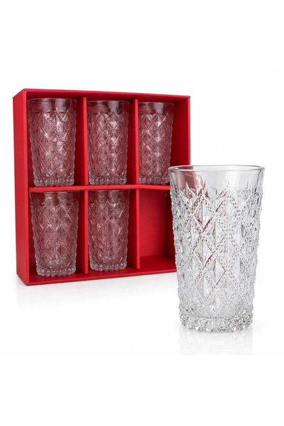 More Set of glasses 6 pieces/set, Crystal Model 12.5cm, Diamond Type Embossed...