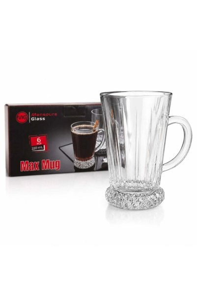 More Set de 6 căni de sticlă, Model cu bază de cristal în relief, 10.5x7x6cm,...