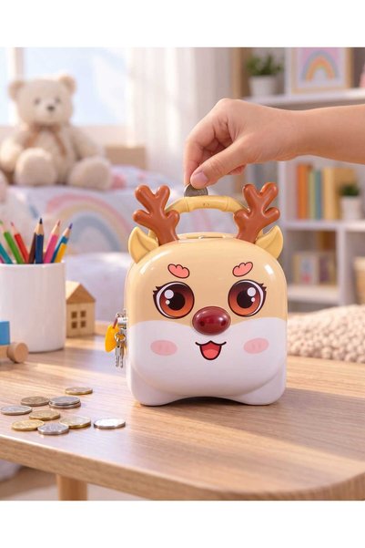 ArzaCollection Children's Piggy Bank with Lock and Key – Bag-Shaped Money Sav...