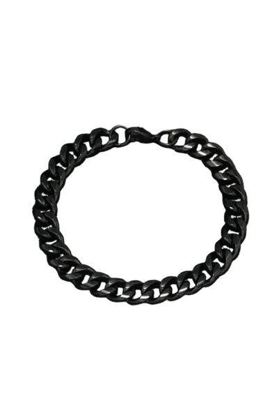 Alviro Brățară bărbătească cu zale curb, oțel inoxidabil negru, 9 mm, 20 cm