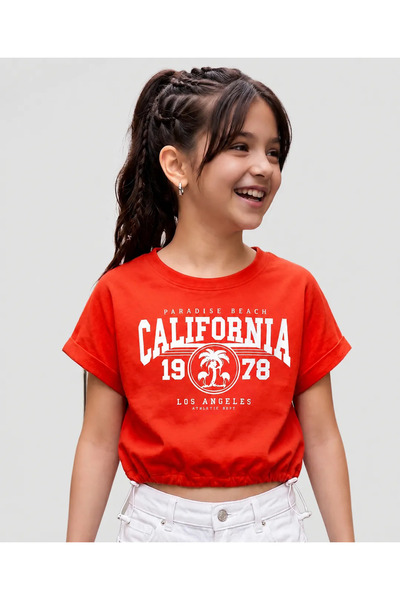 Pine kids Cotton Knit Text Printed T-Shirt - Red