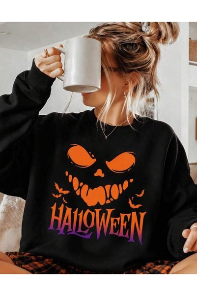 Oceanwear Φούτερ Unisex με στάμπα γραμμάτων Halloween και σχέδιο Halloween Co...