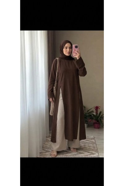 Mina Terzi&Butik Önden yırtmaçlı keten tunik