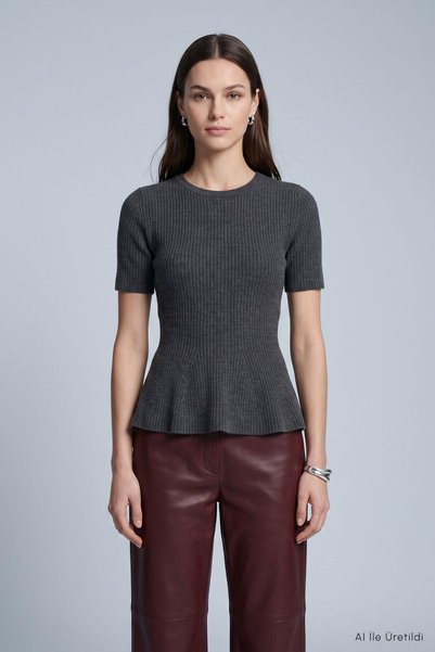 Şeker Portakalım Short Sleeve Skirted Sweater with Flounces