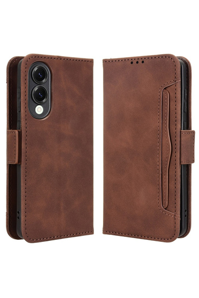 XGSM Husă tip carte Samsung Galaxy S25 Edge, cu slot pentru carduri, maro