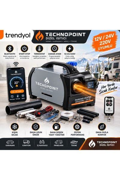 AKÇAKAYA 12V 24V 220V Bluetooth Kontrollü Termostatlı Dizel Park Isıtıcı