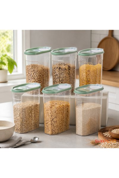SHOPIENS Set 6 Recipiente Pentru Alimente Uscate 2.4 l Verde Menta Shopiens®
