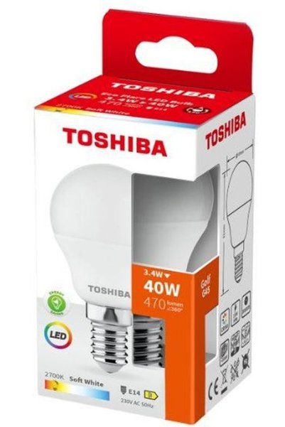 Toshiba Λάμπα LED Flare G45 E14 3.4W 2700K - (DELS-GFW43P414AEA4)