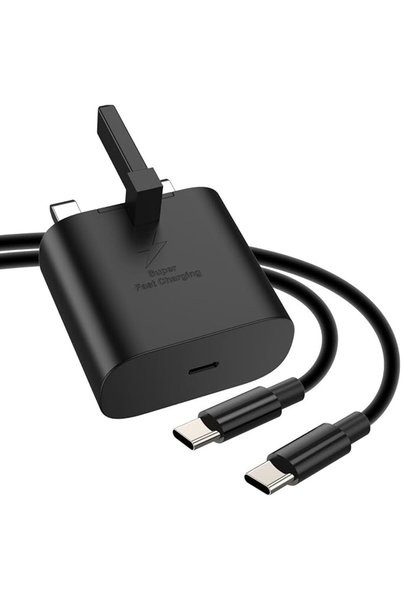 GENERAL شاحن USB-C بقوة 25 واط مع كابل من نوع C، محول حائط ثلاثي الأطراف للمم...