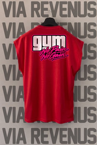 Vordevia Gym - No Pain No Gain Tricou sport negru cu imprimeu pe spate și mân...